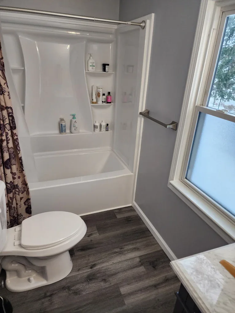 Renovated bathroom tub and shower