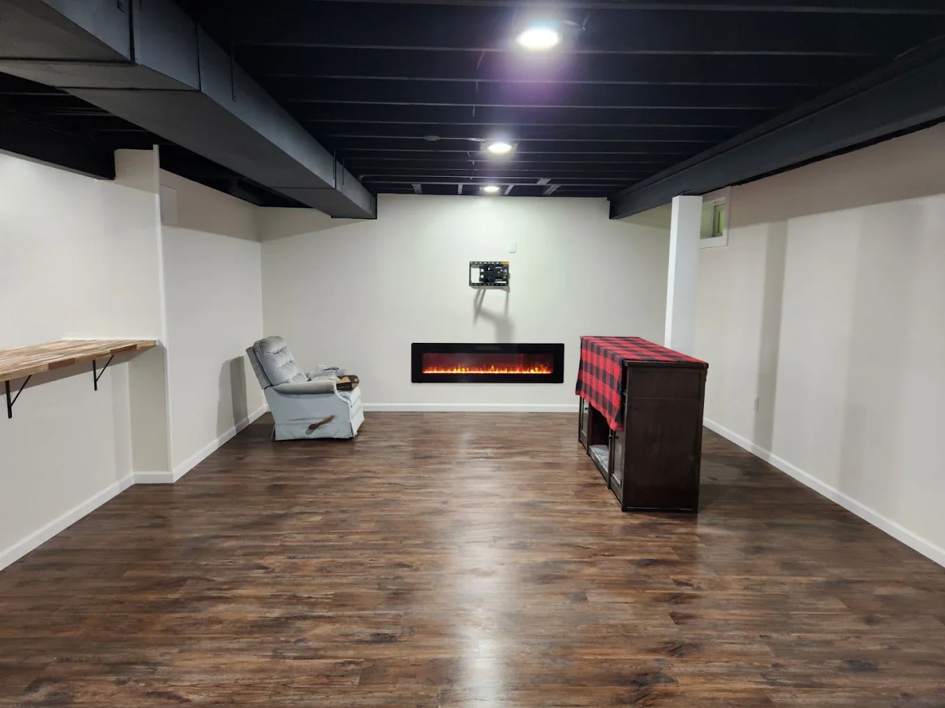 Modern finished basement recreation room