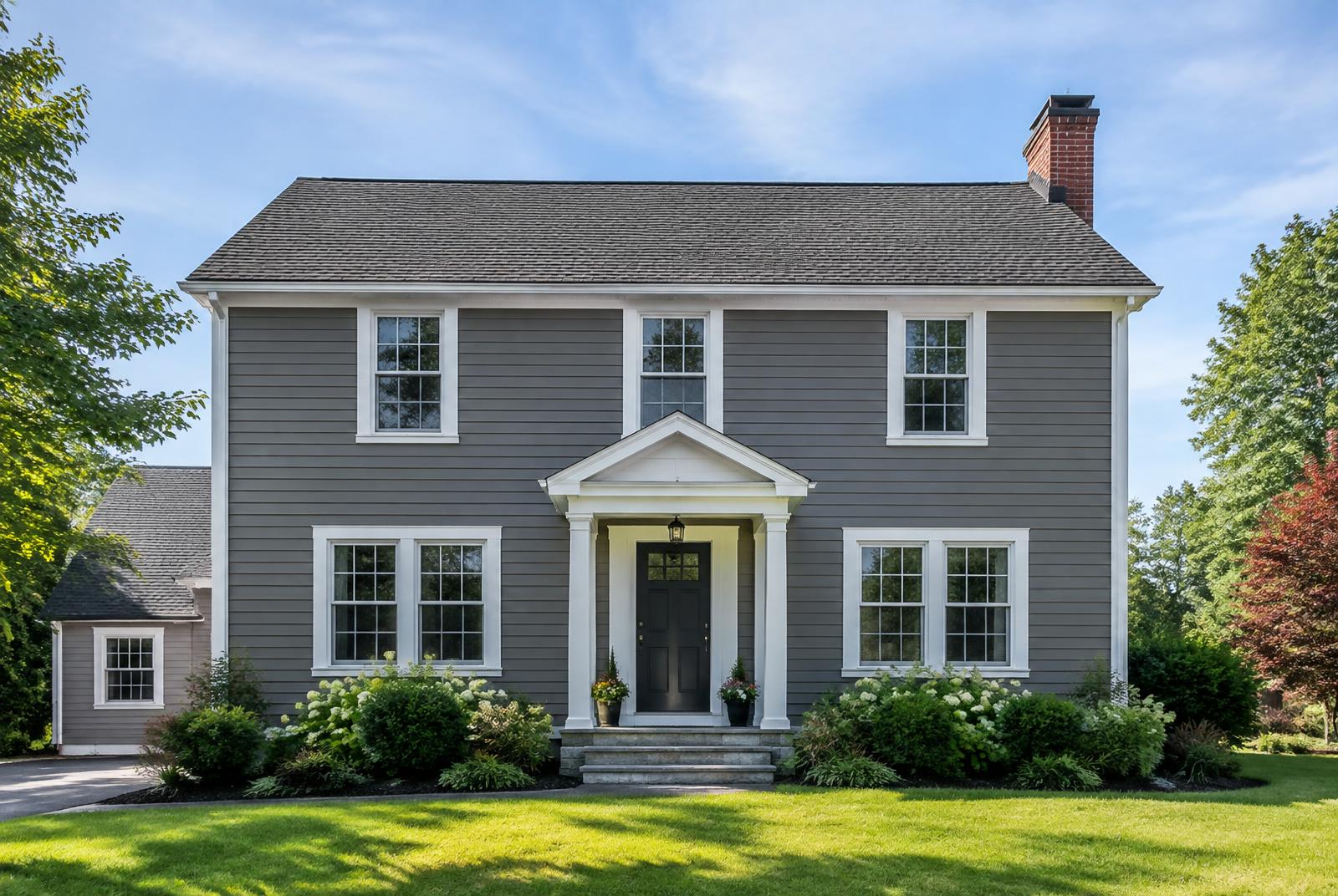 Rochester colonial home with newly installed energy-efficient windows